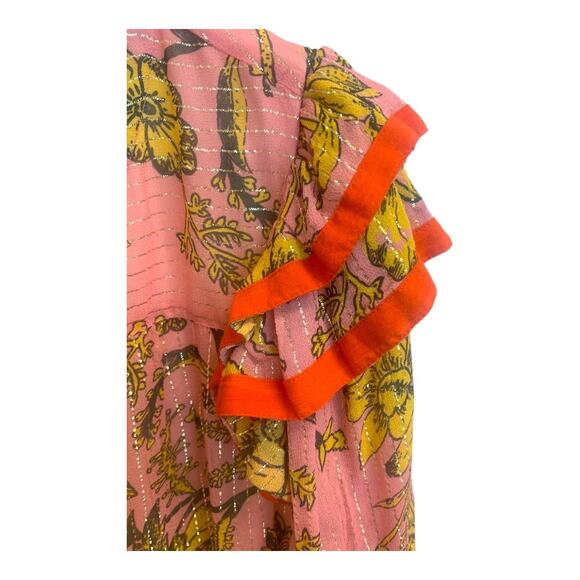 Vero Alfi Maldiva Boho Peasant Blouse w Tassels and Metallic Made in India‎ sz 2 - Picture 2 of 9